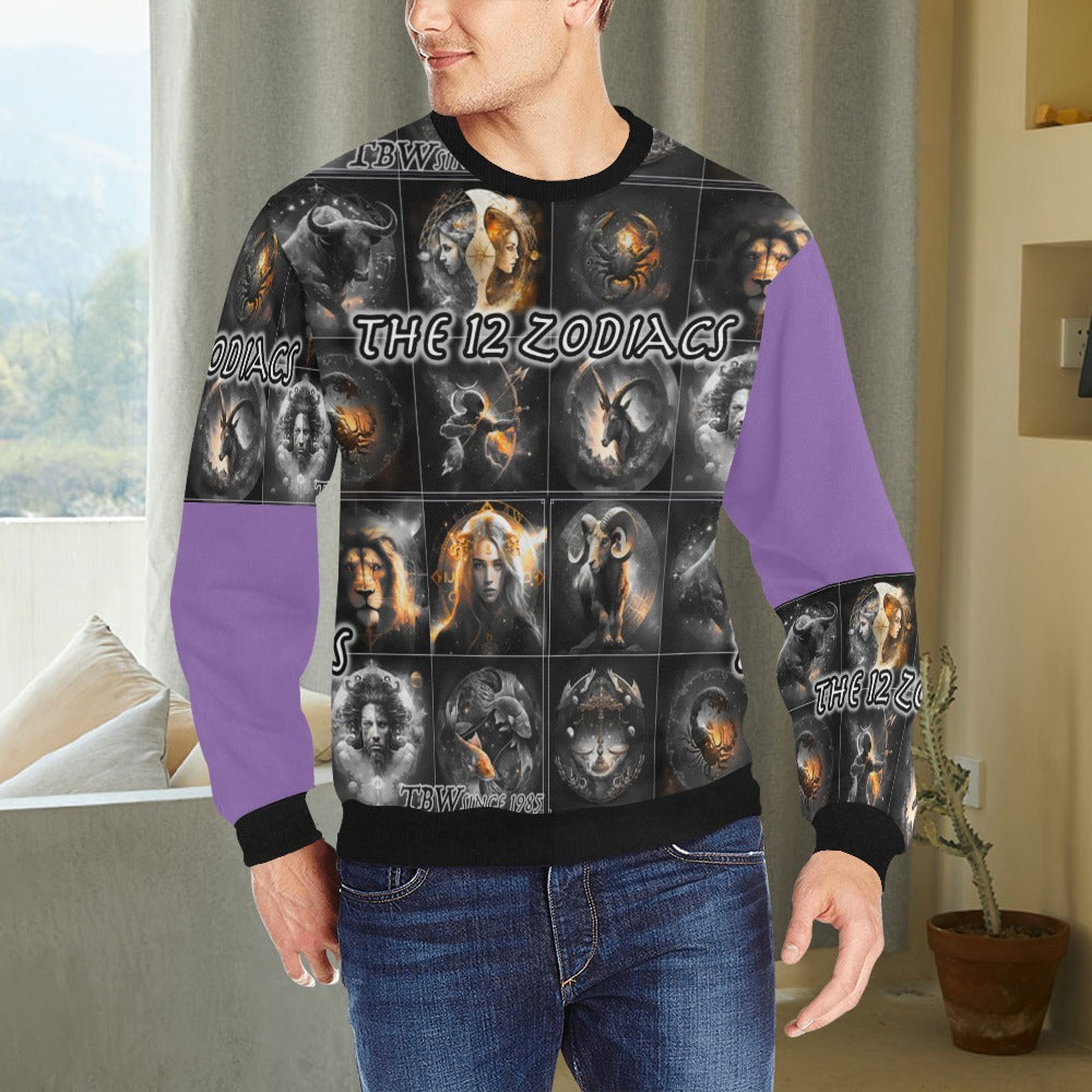 Mens 12 Zodiacs TBW Cuff Crew Neck Sweatshirt