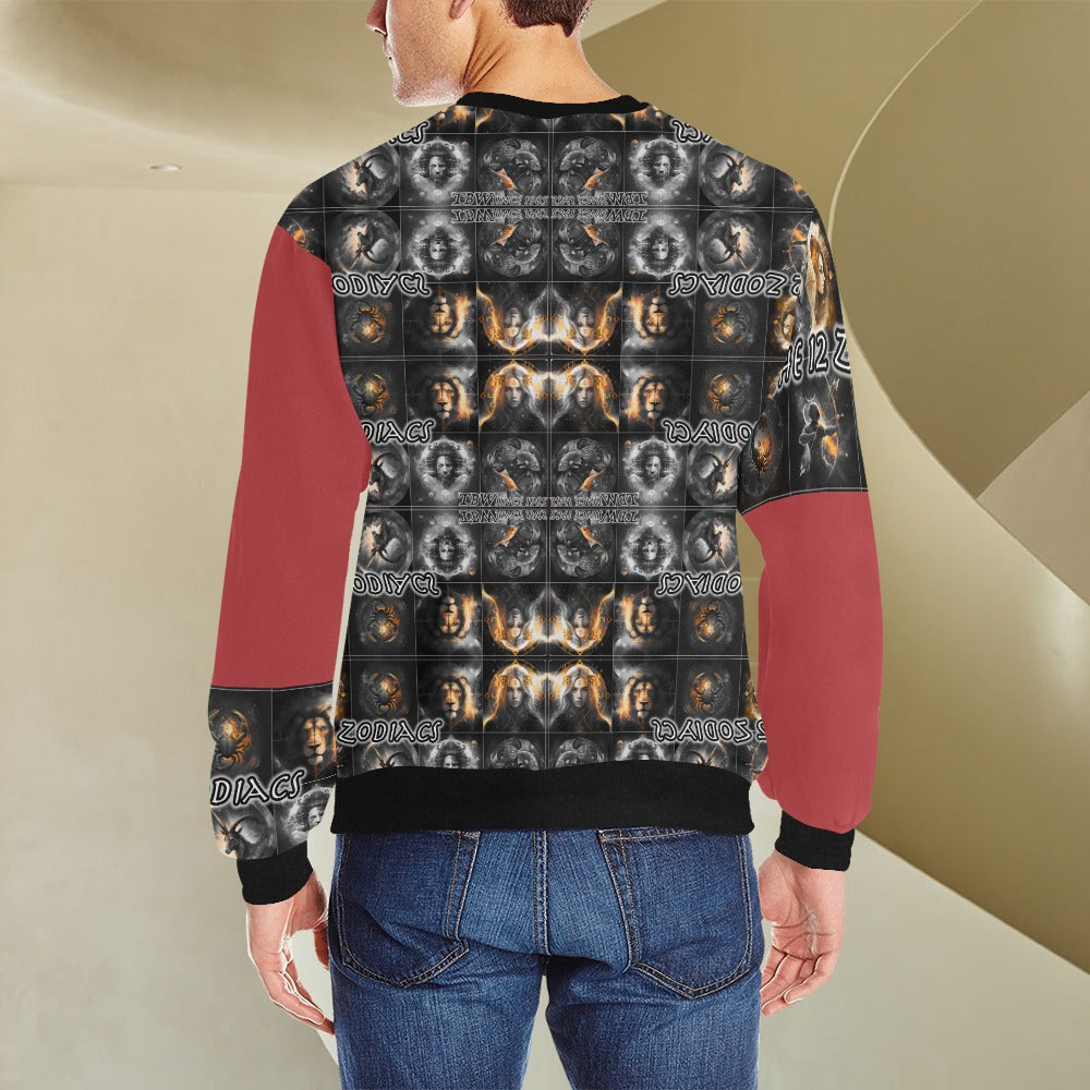 Mens 12 Zodiacs TBW Cuff Crew Neck Sweatshirt