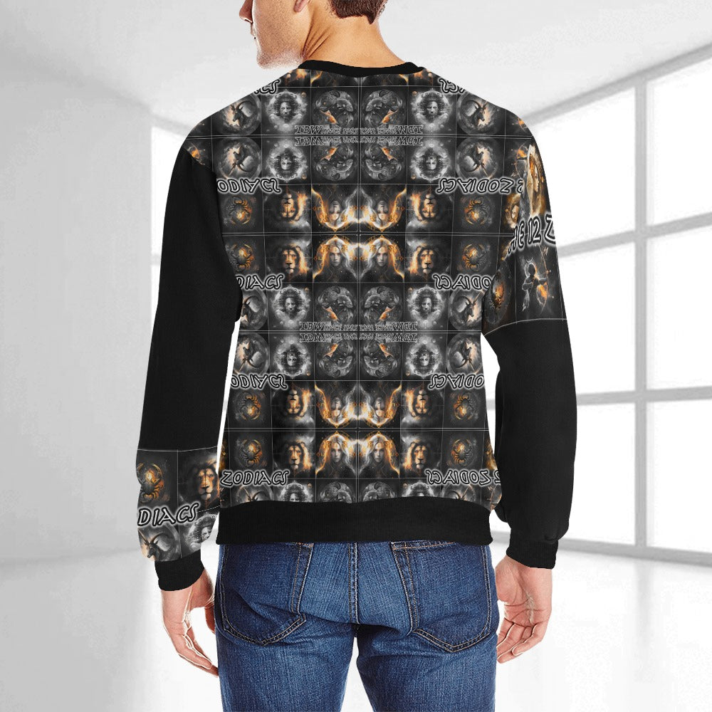 Mens 12 Zodiacs TBW Cuff Crew Neck Sweatshirt