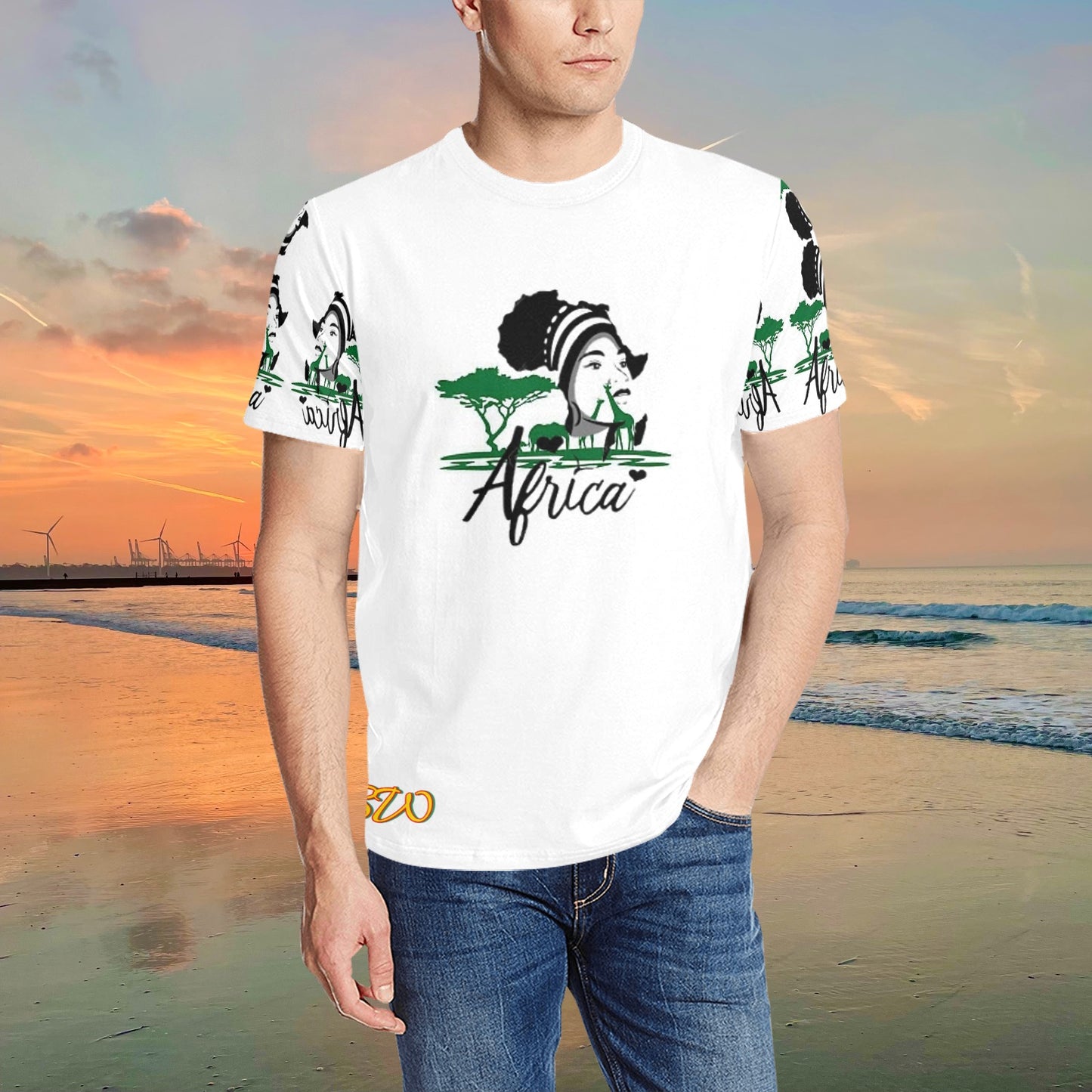 Mens TBW All Over AFRICA Print T-shirt