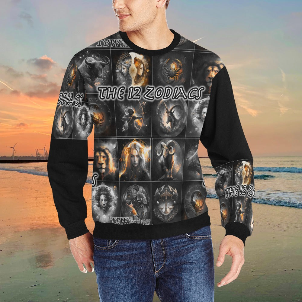 Mens 12 Zodiacs TBW Cuff Crew Neck Sweatshirt