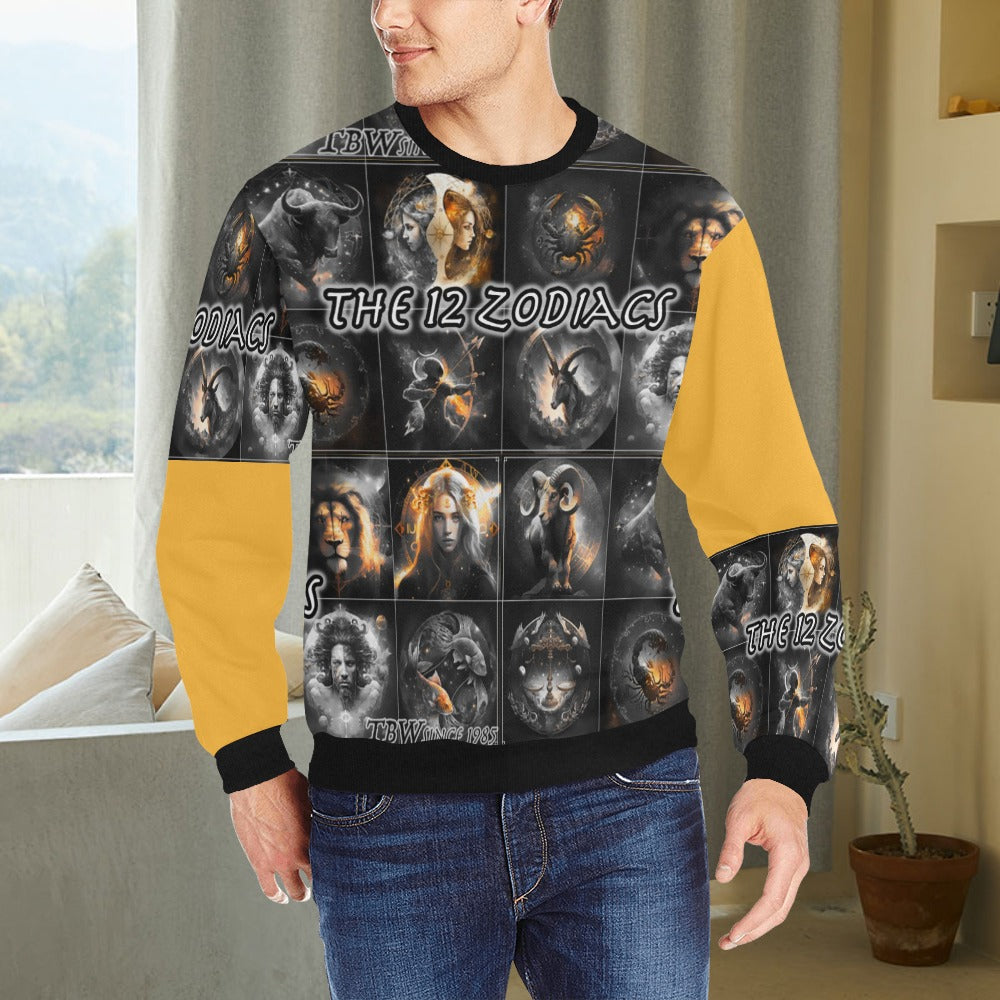 Mens 12 Zodiacs TBW Cuff Crew Neck Sweatshirt