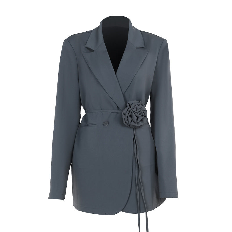 Womens three-dimensional flower suit jacket