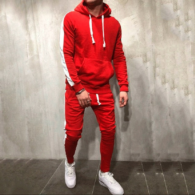 Mens Hooded Stripe Tracksuit