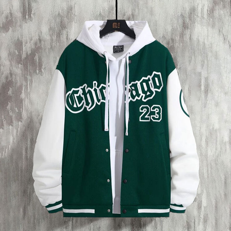 Mens Chicago Hooded Varsity Jacket