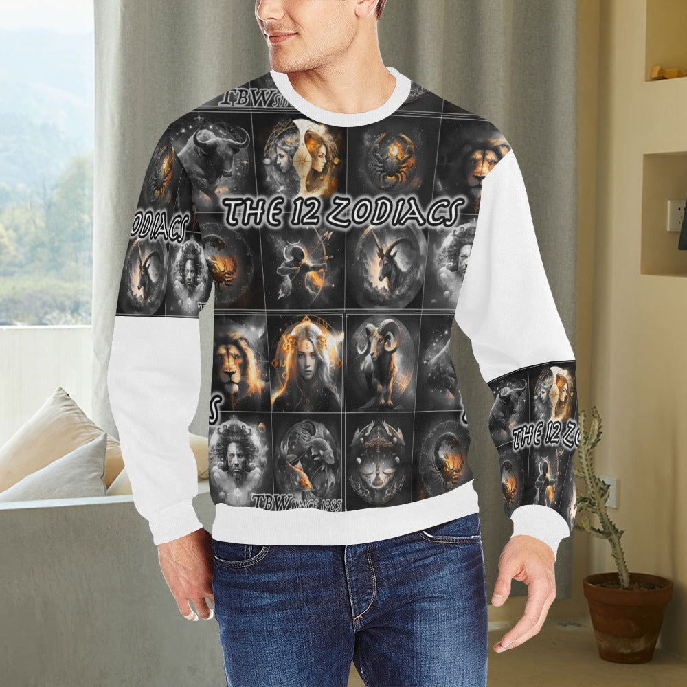 Mens 12 Zodiacs TBW Cuff Crew Neck Sweatshirt