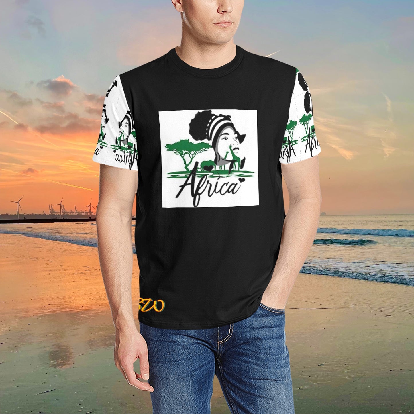 Mens TBW All Over AFRICA Print T-shirt