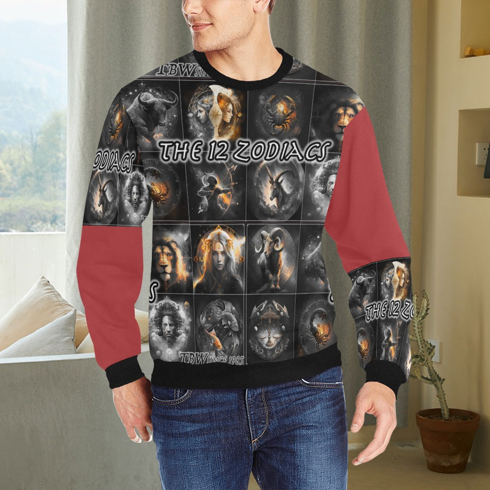 Mens 12 Zodiacs TBW Cuff Crew Neck Sweatshirt
