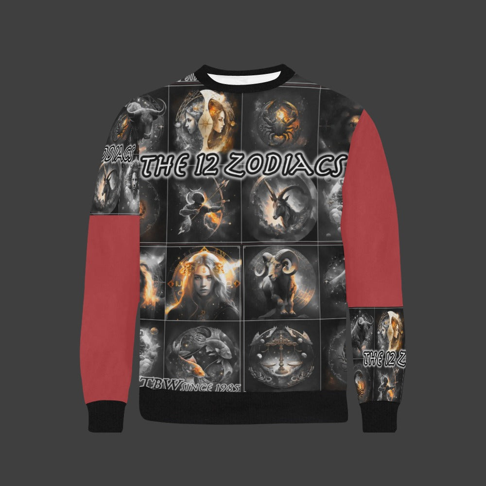 Mens 12 Zodiacs TBW Cuff Crew Neck Sweatshirt