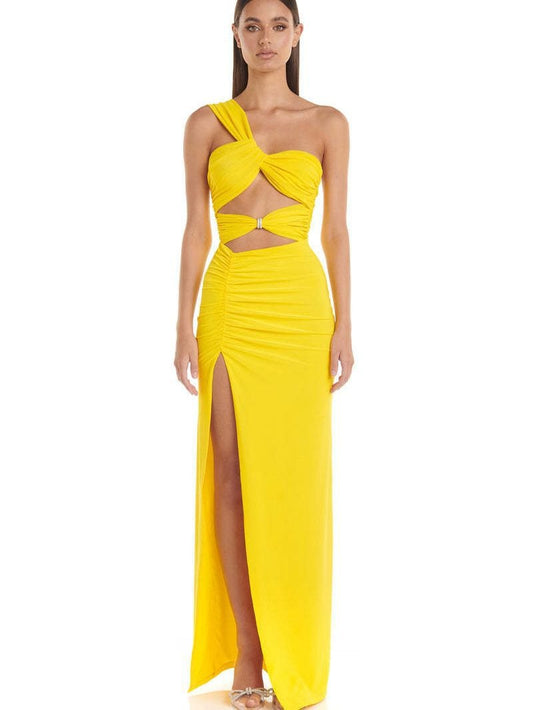 Womens off the Shoulder Cut-Out Maxi dress