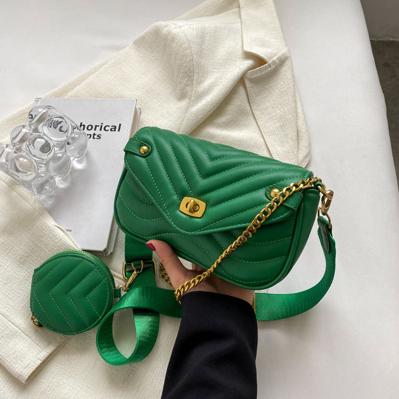 2 Piece Chain Embroidered Crossbody Bag