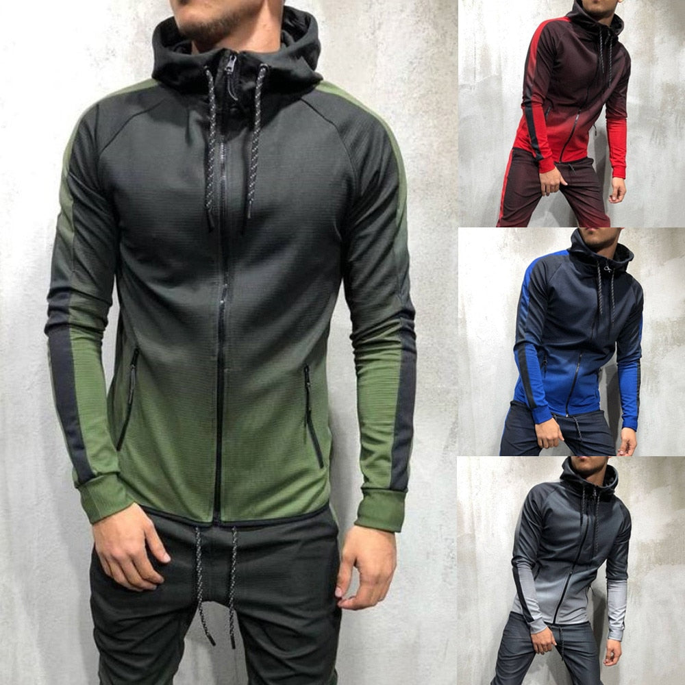 Mens Zipper Tracksuit Set