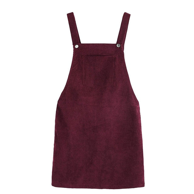Womens Corduroy Suspender Dress