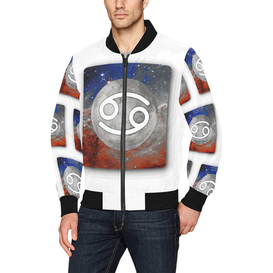 Mens Cancer Zodiac Print Bomber Jacket (TBW)