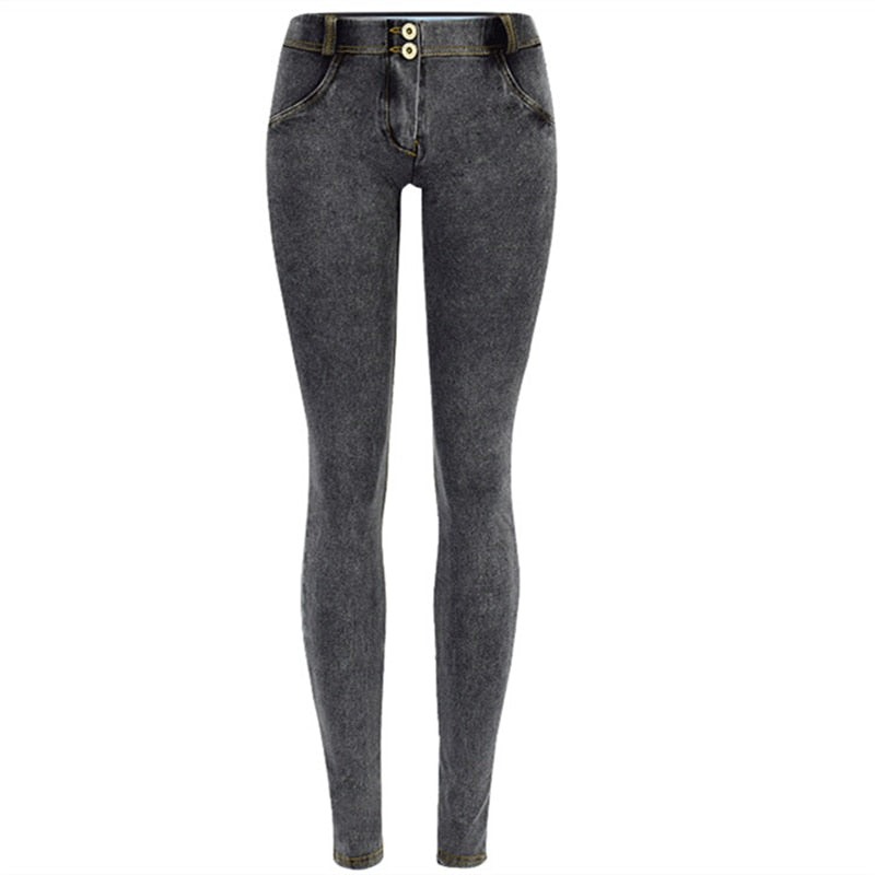 Womens Low Rise Push Up Skinny Denim Jeans