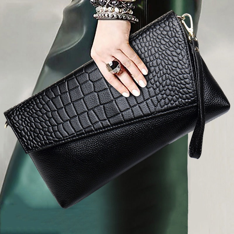 Litchi grain Cowhide Clutch bag