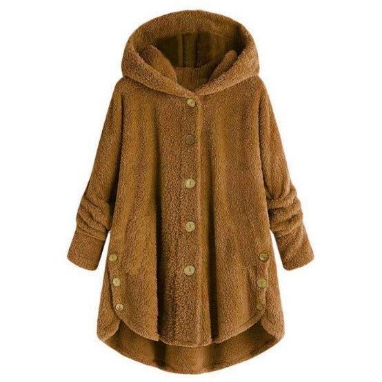 Womens Button down plush solid color jacket