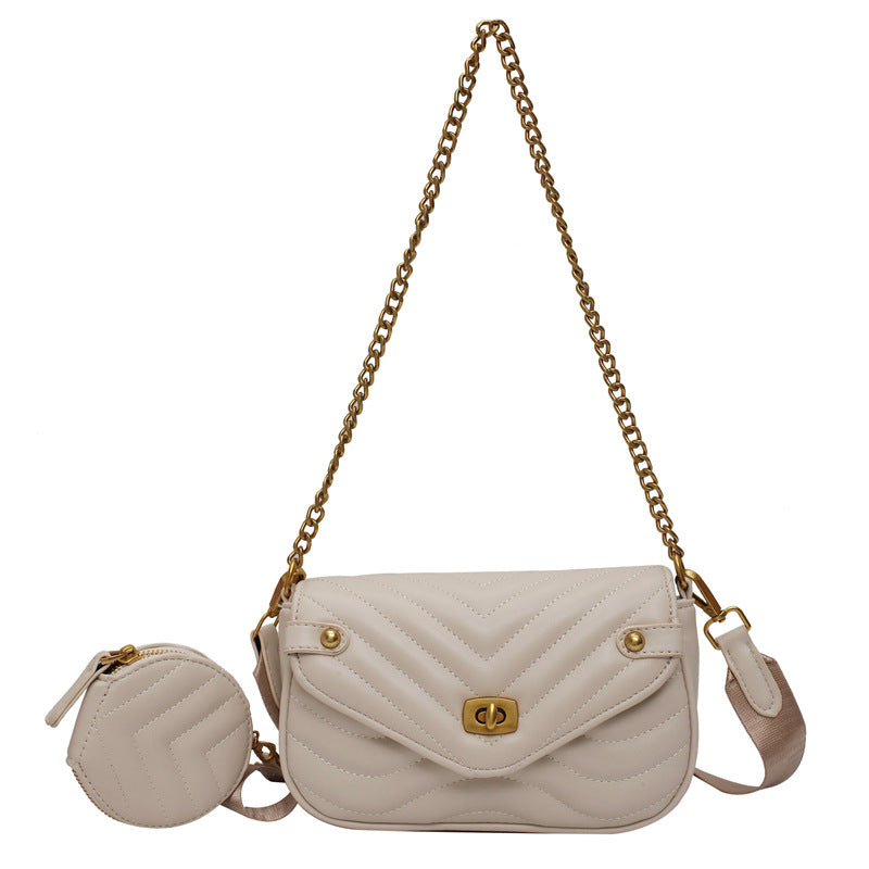 2 Piece Chain Embroidered Crossbody Bag