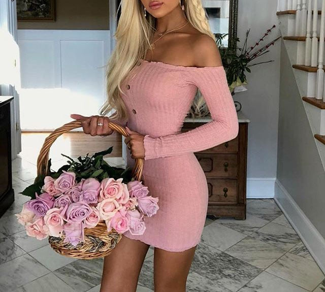 Womens Off Shoulder Bodycon Dress