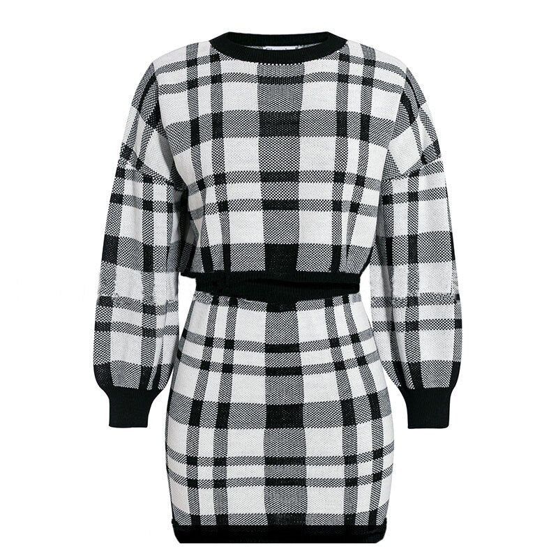 Womens Checkered 2 piece Skirt and Crop top