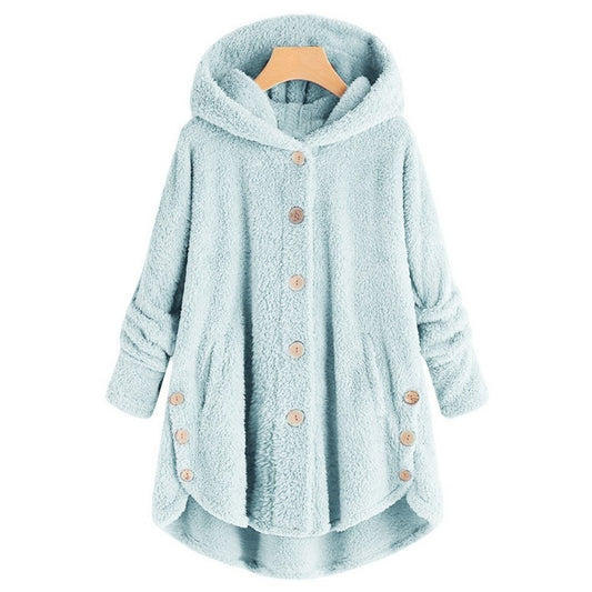 Womens Button down plush solid color jacket