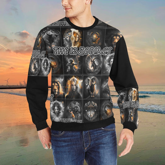 Mens 12 Zodiacs TBW Cuff Crew Neck Sweatshirt