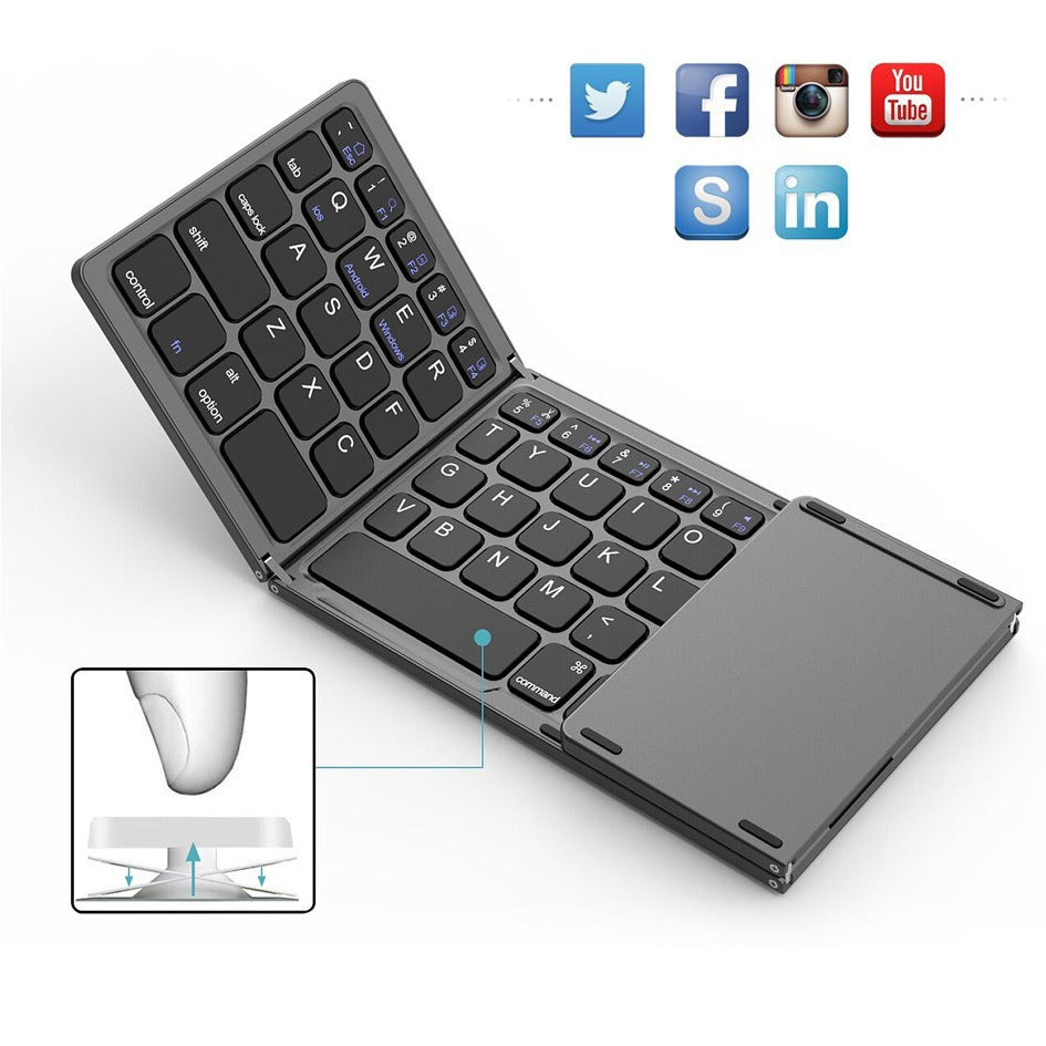 Foldable Wireless Keyboard with Touch Panel
