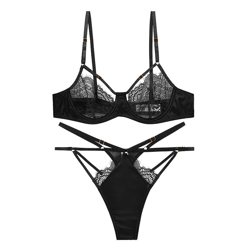 Womens Lace Bra and Thongs Set
