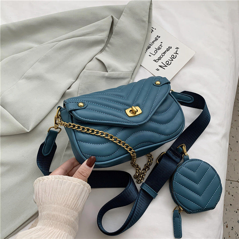 2 Piece Chain Embroidered Crossbody Bag