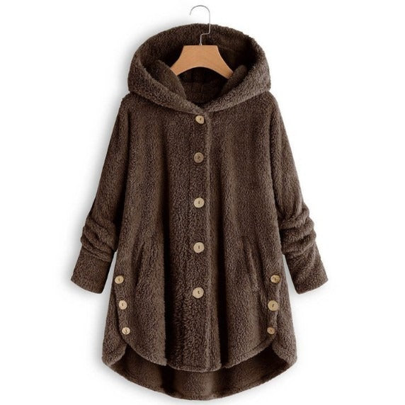 Womens Button down plush solid color jacket