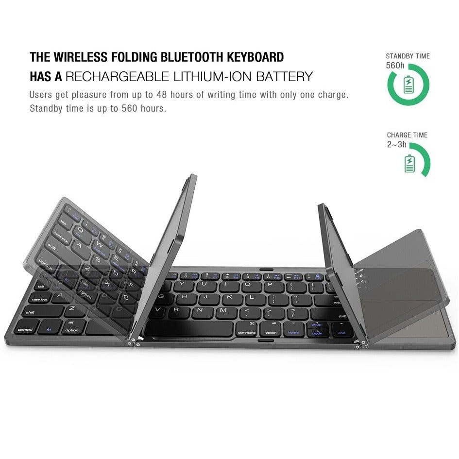Foldable Wireless Keyboard with Touch Panel