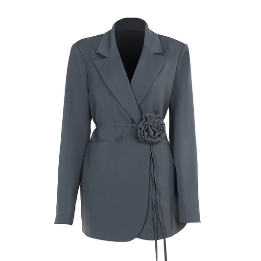 Womens three-dimensional flower suit jacket