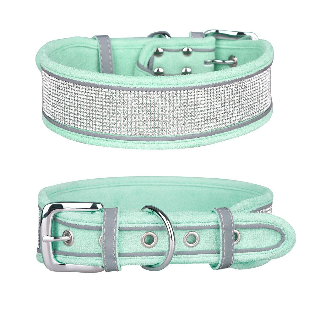 Reflective Dog Collar Shiny Rhinestone
