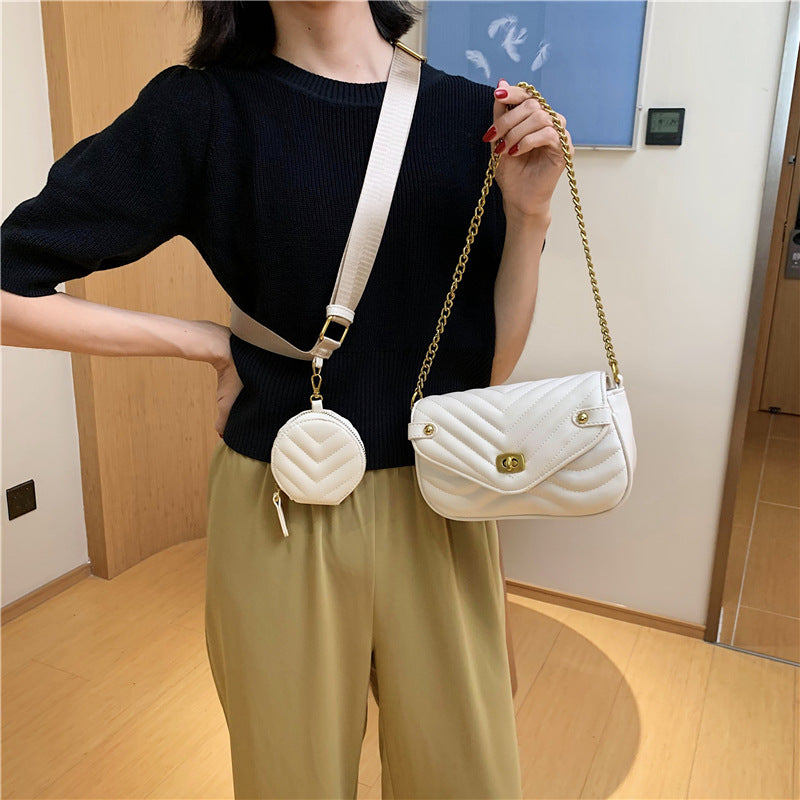 2 Piece Chain Embroidered Crossbody Bag