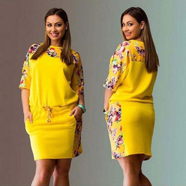 Womens Casual Straight Floral Print Dress (Bigsweety)
