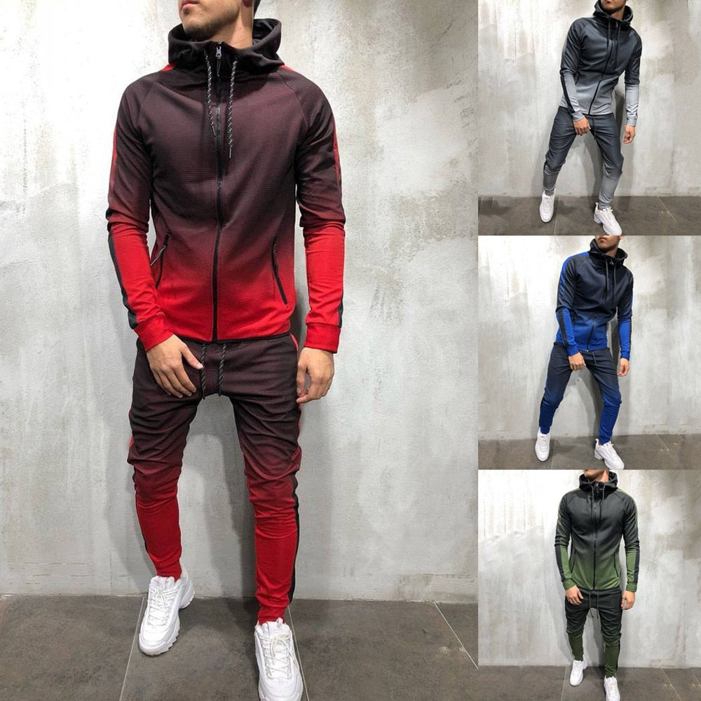 Mens Zipper Tracksuit Set