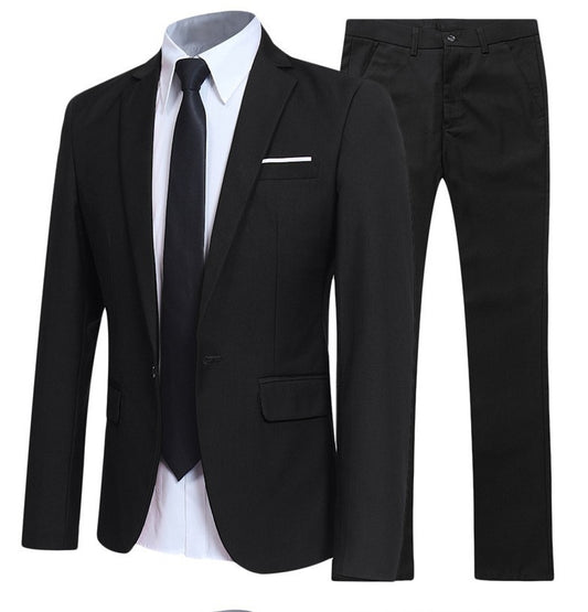 Mens Solid Color two-piece Business Suit