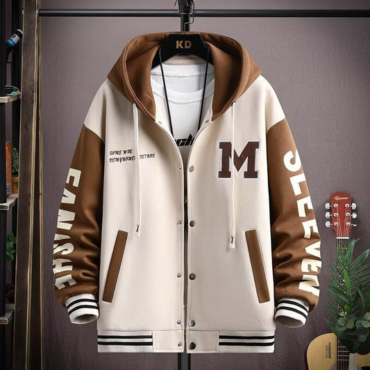 Mens Hooded Varsity Jacket
